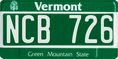 VT license plate NCB726