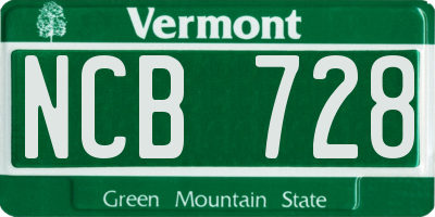 VT license plate NCB728