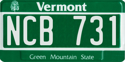VT license plate NCB731