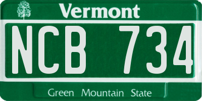 VT license plate NCB734