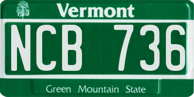 VT license plate NCB736