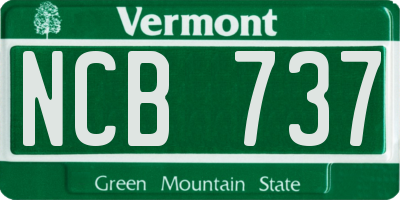 VT license plate NCB737