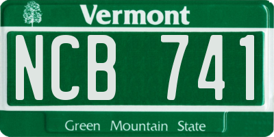 VT license plate NCB741