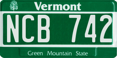 VT license plate NCB742