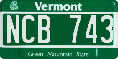VT license plate NCB743