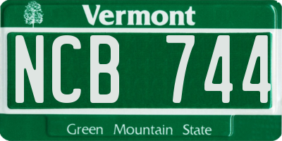 VT license plate NCB744
