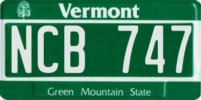 VT license plate NCB747