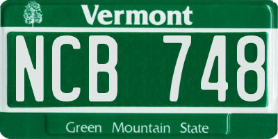 VT license plate NCB748