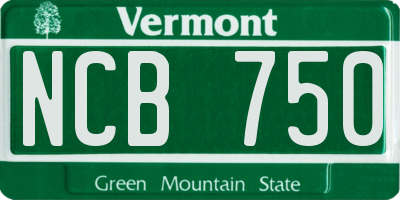 VT license plate NCB750