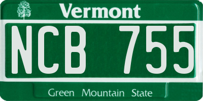 VT license plate NCB755