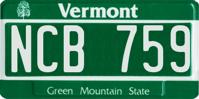 VT license plate NCB759