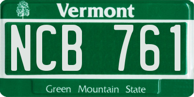 VT license plate NCB761