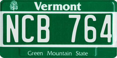 VT license plate NCB764