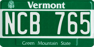 VT license plate NCB765
