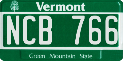 VT license plate NCB766