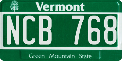 VT license plate NCB768