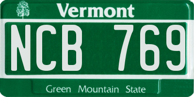 VT license plate NCB769
