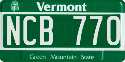 VT license plate NCB770