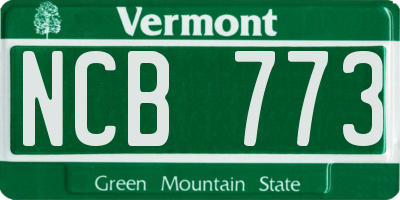 VT license plate NCB773