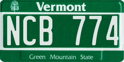 VT license plate NCB774