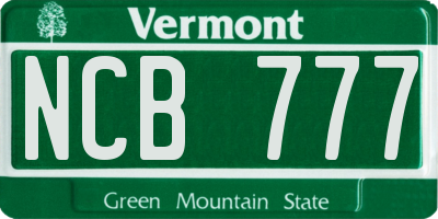 VT license plate NCB777