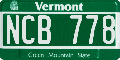 VT license plate NCB778