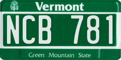 VT license plate NCB781