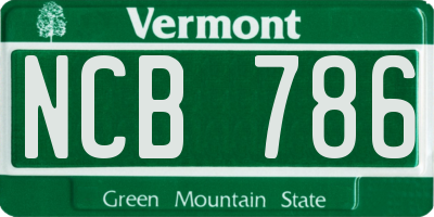 VT license plate NCB786