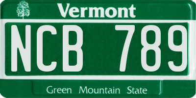VT license plate NCB789