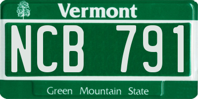 VT license plate NCB791