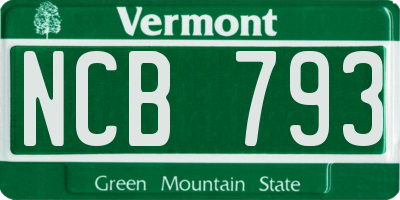 VT license plate NCB793