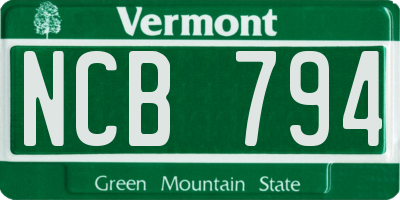 VT license plate NCB794