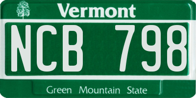 VT license plate NCB798