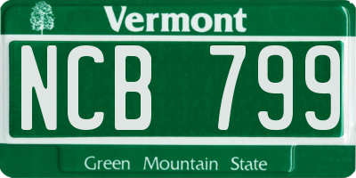 VT license plate NCB799
