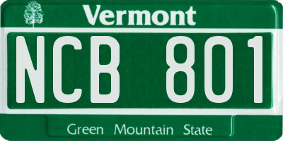 VT license plate NCB801