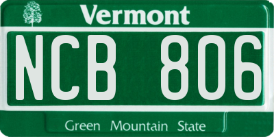 VT license plate NCB806