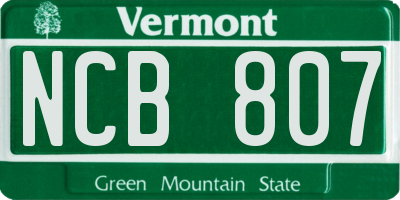 VT license plate NCB807