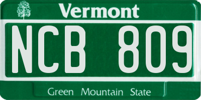 VT license plate NCB809