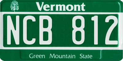 VT license plate NCB812