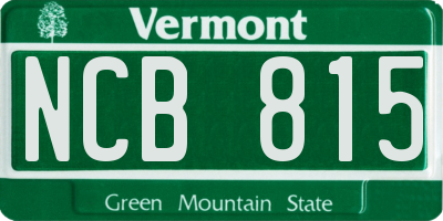 VT license plate NCB815