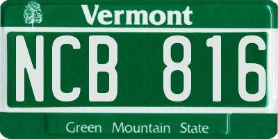 VT license plate NCB816