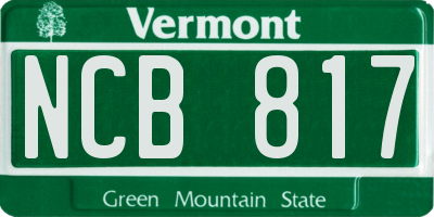 VT license plate NCB817