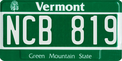 VT license plate NCB819