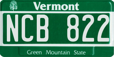VT license plate NCB822