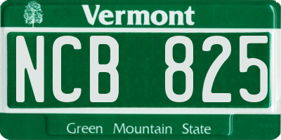 VT license plate NCB825