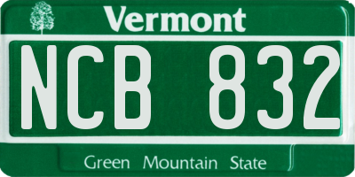 VT license plate NCB832