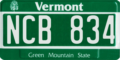 VT license plate NCB834