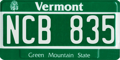 VT license plate NCB835