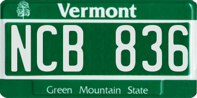 VT license plate NCB836