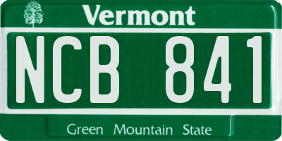 VT license plate NCB841